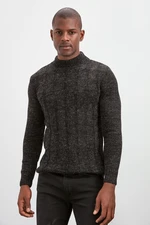 Trendyol Black Slim Half Turtleneck Hair Knit Sweater