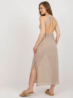 Openwork beige dress with hangers OCH BELLA