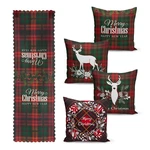 Zestaw 4 świątecznych poszewek na poduszki i bieżnika Minimalist Cushion Covers Tartan Christmas