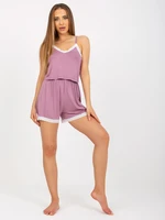 Dusty pink women's pajamas with a short top RUE PARIS