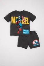 DEFACTO Baby Boy Marvel Comics Short Sleeve T-Shirt Shorts Combed Cotton 2-Piece Set