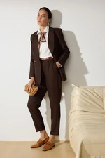 Trendyol Brown Linen Look Woven Jacket Trousers Bottom-Top Set