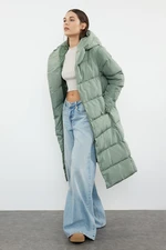 Trendyol Light Khaki Regular Pattern Side Snap Closure Water Repellent Long Quilted Puffer Coat