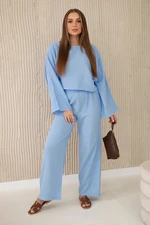 Muslin set blouse + trousers blue