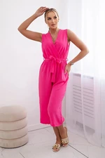 Jumpsuit with a tie at the waist with straps in pink color