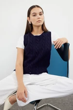 Trendyol Navy Blue Soft Texture Knit Detailed Knitwear Sweater