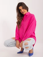 Women's button-down fuchsia shirt with collar