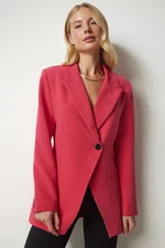 Happiness İstanbul Women's Pink Double Breasted Collar Single Button Blazer Jacket