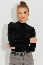 Cool & Sexy Women's Black Velvet Blouse