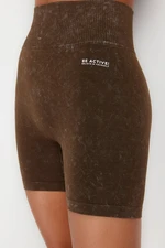 Trendyol Brown Seamless Washed Knitted Sports Shorts/Short