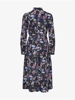 Dark blue floral shirt midishats ONLY Astrid - Women