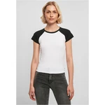 Women's Organic Stretch Short Retro Baseball T-Shirt White/Black