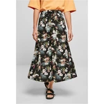 Women's viscose midi skirt black tropical