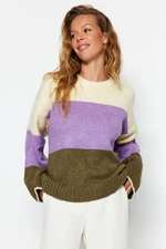 Trendyol Yellow Soft Textured Color Block Knitwear Sweater