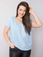 Light blue cotton blouse plus sizes