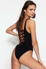 Trendyol Black Halterneck Swimwear with Low-Cut Back Regular Leg