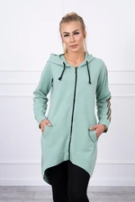 Sweatshirt with zipper in Dark mint color