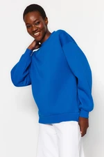 Trendyol Sax Oversize/Comfortable Cut Basic Crew Neck Thick/Polarized Knitted Sweatshirt