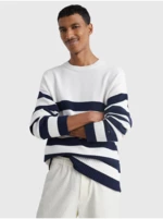 Modro-bílý pánský pruhovaný oversize svetr Tommy Hilfiger Breton - Pánské