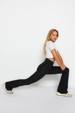 Trendyol Black Gatherer Leg Snap Szczegółowe legginsy sportowe z dzianiny do jogi Flare