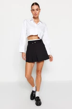 Trendyol Black Double Belt Detail Pleated Mini Woven Skirt