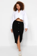 Trendyol Curve Black Gold Button Detailed Corduroy Sweater Skirt