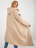 Beige Oversized Sweatshirt Coat with Strap