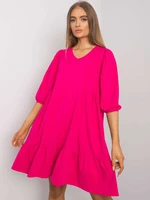 Basic fuchsia dress with ruffles