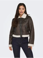 Women's Dark Brown Faux Leather Jacket ONLY Betty - Women