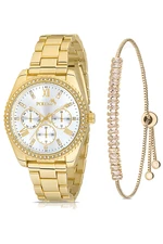 Polo Air Luxury Stone Detailed Women's Wristwatch and Zircon Stone Baguette Bracelet Combination