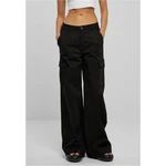 Women's high-waisted and wide-leg twill trousers black