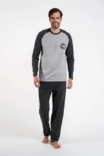 Men's pyjamas Morten, long sleeves, long trousers - melange/dark melange