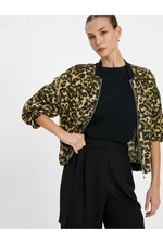 Koton bomber bunda s leopardím vzorem a kapsou na zip Detail