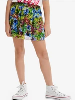 Blue-green girly floral skirt Desigual Garden - Girls