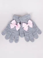 Yoclub Kids's Girls' Five-Finger Gloves With Bow RED-0070G-AA50-008