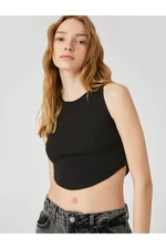 Koton Crop Athlete Crew Neck Ribbed Asymmetrical Cut