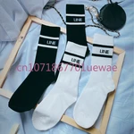 Women Cotton Socks Middle Tube Sock American Luxury Brand Hip Hop Socks Street Wear Skateboard Socks Black Sports Sock for Girls