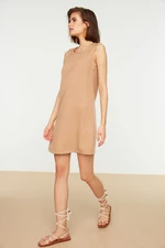 Trendyol Camel Basic Sleeveless Woven Dress