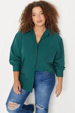 Trendyol Curve Dark Green Boyfriend Woven Shirt