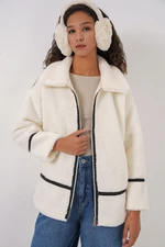 Bigdart 5173 Lined Plush Jacket - Ecru