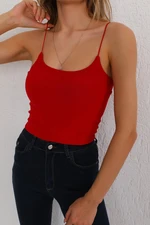 BİKELİFE Women's Red Cotton Rope Strap Crop Blouse