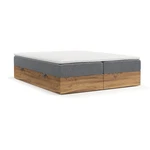 Szaro-naturalne łóżko boxspring ze schowkiem 180x200 cm Faro – Maison de Rêve