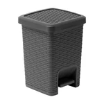 Szary kosz łazienkowy z pedałem Addis Rattan Pedal Bin Charcoal, 5 l