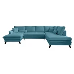 Turkusowa rozkładana sofa w kształcie litery "U" Miuform Charming Charlie, prawostronna