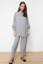 Trendyol Gray Linen Look Woven Two Piece Set