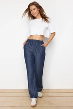 Trendyol Dark Blue 100% Tencel™ High Waist Wide Leg Jeans with Elastic Waist