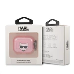 Silikonový kryt Karl Lagerfeld TPU Glitter Choupette Head KLA3UCHGP pro Airpods 3, růžová