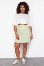 Trendyol Curve Mint Buttoned Mini Denim Skirt