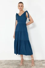 Trendyol Indigo A-Line/A-Line Flounce Maxi Woven Dress