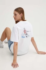 Bavlněné tričko Converse bílá barva, s potiskem, 10026440-A02